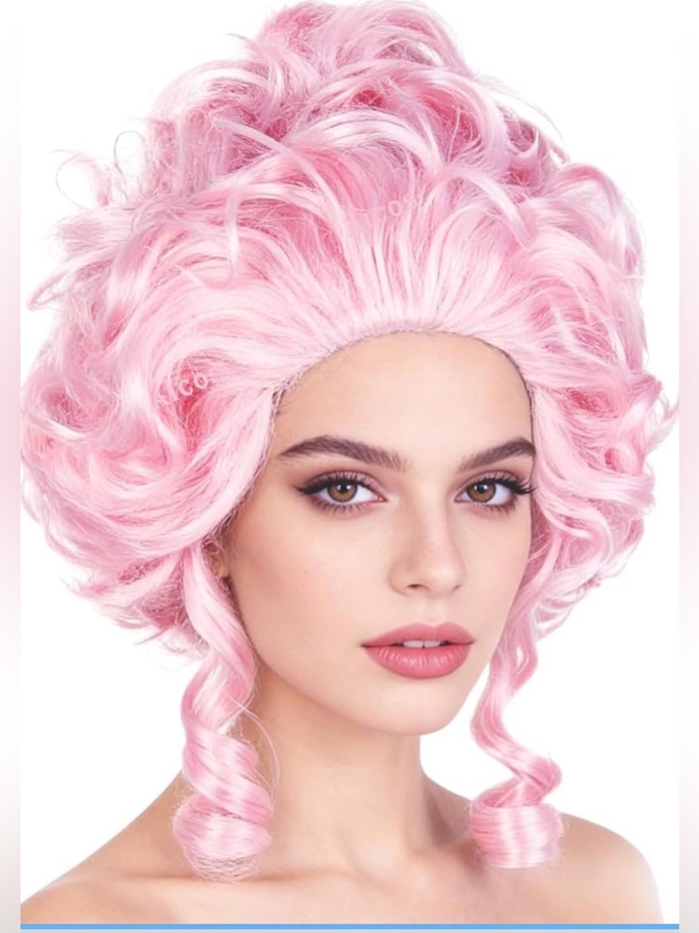 Colonial Style Pink Curly 18th Century Updo Wig for Women New
